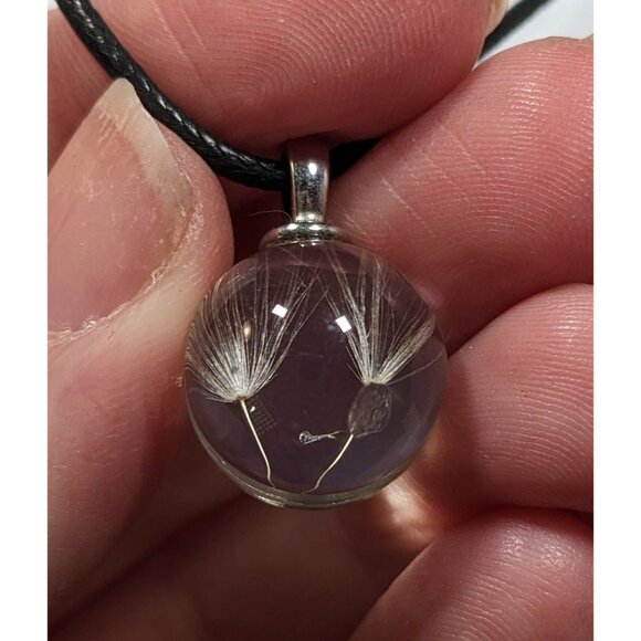 Whimsical Encased Dandelion Fluff Pendant Wishing Necklace - Picture 8 of 10
